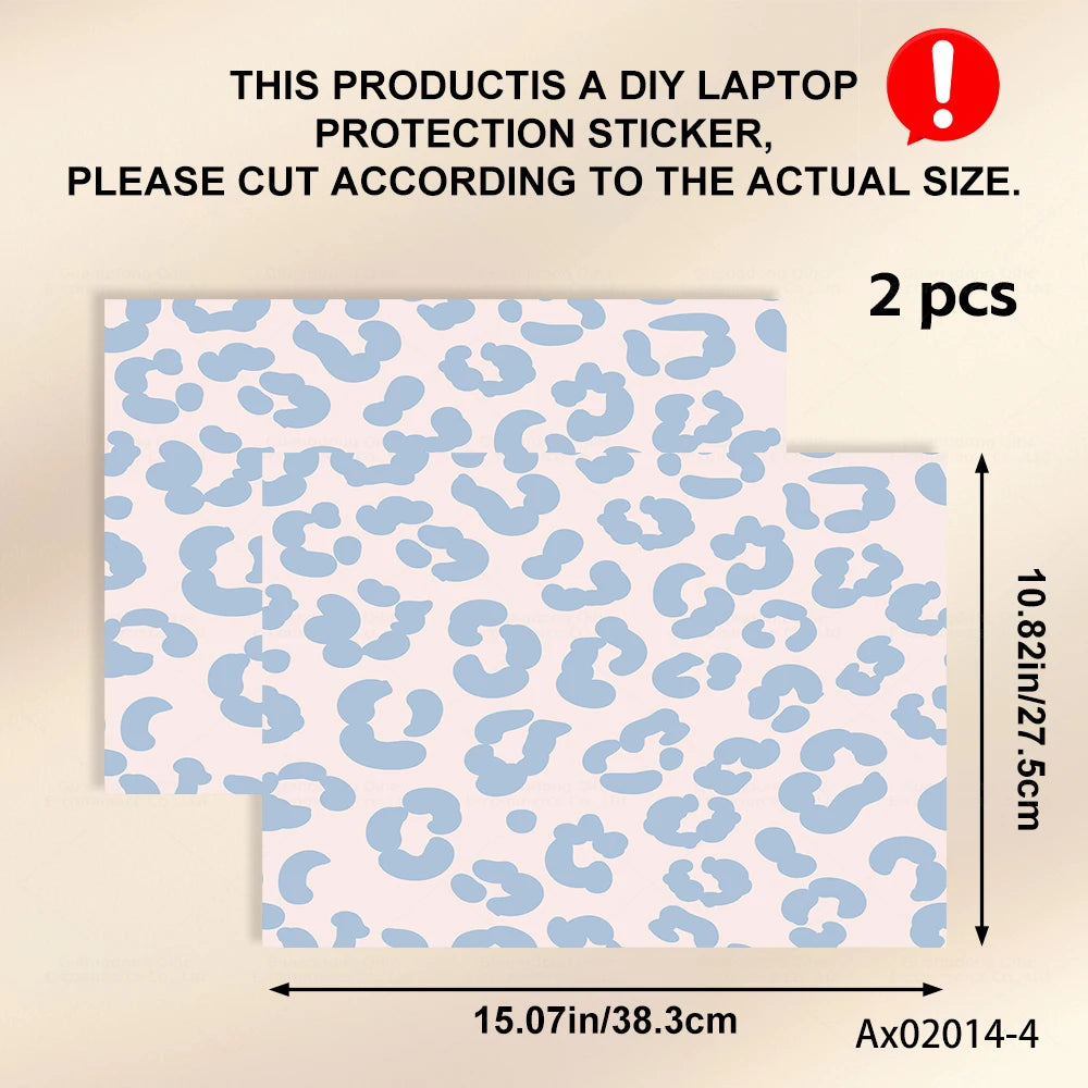 2 pcs Aesthetic Light Leopard Laptop Stickers Set Self-Adhesive Removable Laptop Covers for MacBook Notebook Protective Skins