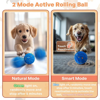 Bite Resistant Smart Dog Toy Ball Wear Resistant Durable Automatic Moving Ball Toy with Light USB Rechargeable Dog Bouncing Ball