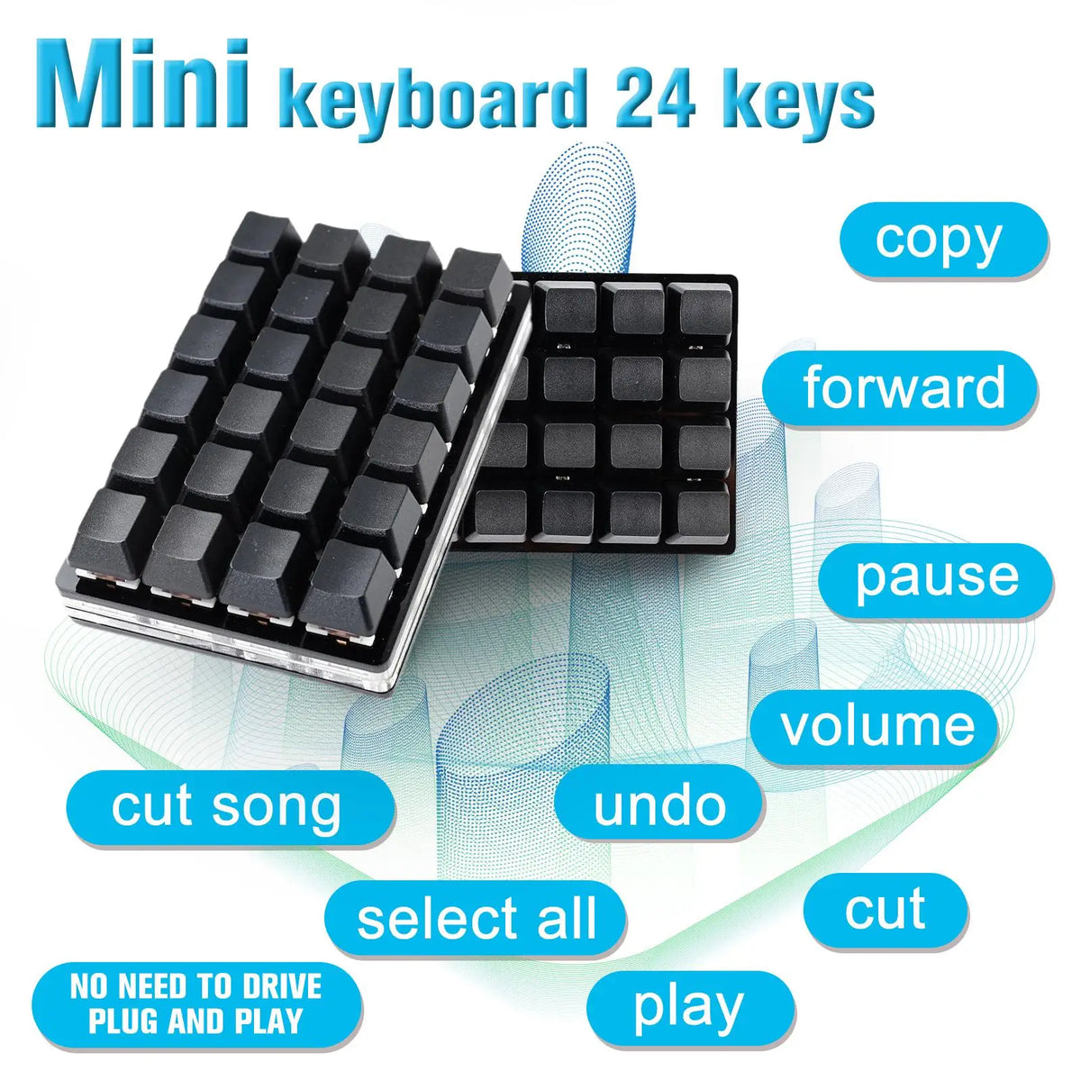 USB Programming Macro Custom Mechanical Keyboard RGB 24/16/12/9/8/4/3/2 Key Copy and Paste DIY Gaming Mini Keypad Macropad