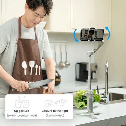 FeiyuTech VB4 3-Axis Gimbal Stabilizer for iPhone & Android, Built-in Selfie Stick, Foldable Design for Vlogging, Face Tracking