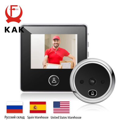KAK 2.8" LCD Screen Electronic Door Viewer Bell IR Night Door Camera Photo Recording Digital Door Viewer Smart Peephole Doorbell