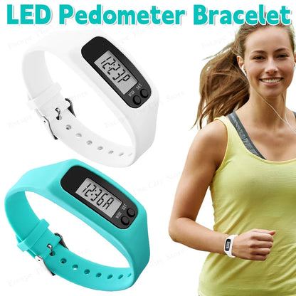 1/2PCS LED Pedometer Bracelet Step Counter Watch with 12/24H Display Silicone Fitness Tracker Multi-Function Activity Band