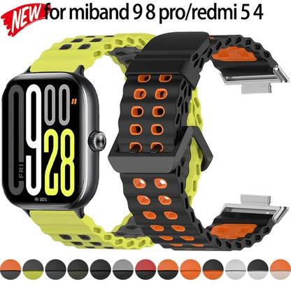 Soft Silicone Strap for Redmi Watch 6 5 4 Sports Two Tone Wristband for Xiaomi Mi Band 8 9 Pro Adjustable Rubber Wristband
