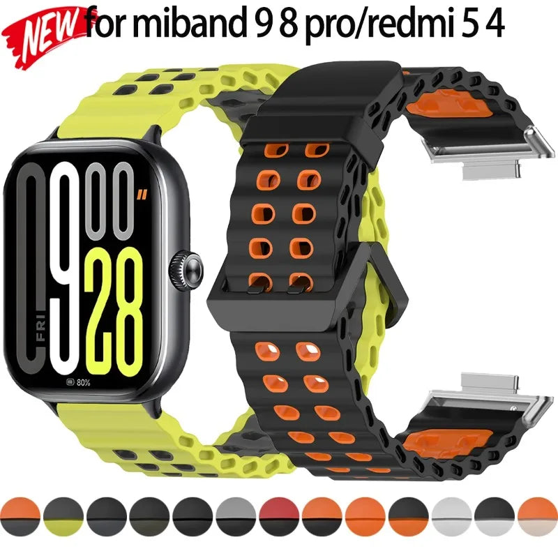 Soft Silicone Strap for Redmi Watch 6 5 4 Sports Two Tone Wristband for Xiaomi Mi Band 8 9 Pro Adjustable Rubber Wristband