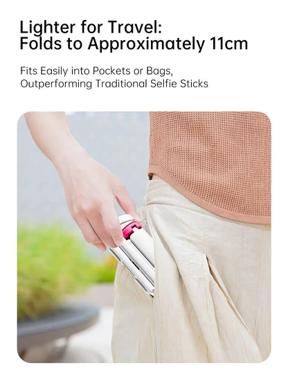 Wireless Foldable Selfie Stick & Phone Stand - 4-in-1 Mini Aluminum Alloy Gimbal Holder, Compact Design for Travel & Smartphones