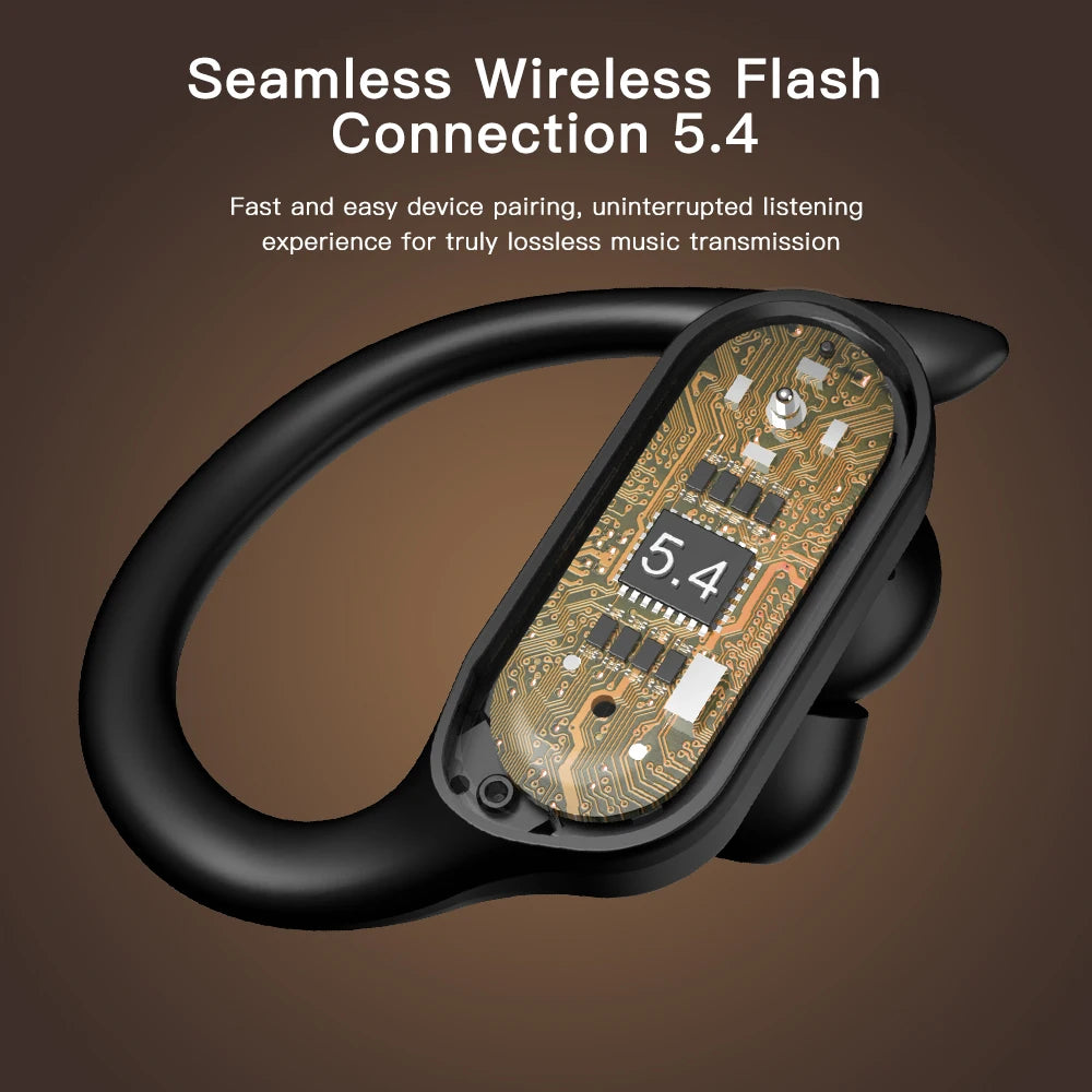 TWS Bluetooth Earphones With Microphones Sport Ear Hook LED Display Wireless Headphones HiFi Stereo Earbuds Waterproof Headsets