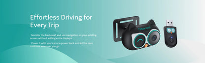 Ottocast Cabin Care Wireless CarPlay Adapter Baby Car Camera 1080P HD 150° Wide-angle Night Vision Backseat Monitor for 98% Car