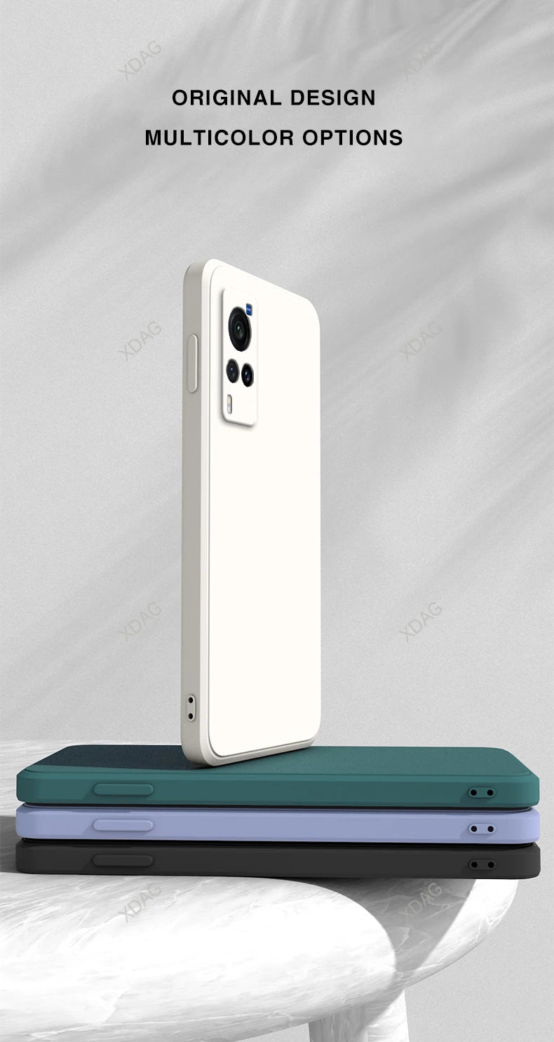 Simple Original Case Back Cover for VIVO X60 X60T Pro X60Pro Plus Pro+ X60S 5G Lens Protection Soft Square Liquid Silicone Shell