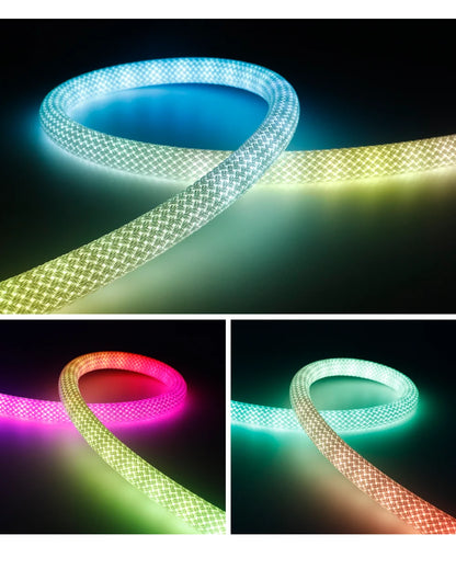 WS2812B WS2811 DC5V Round Reticulate Pattern Neon LED Strip 50Leds/m 360 Degree Smart RGBIC Flexible  Silicone Light Tape IP67