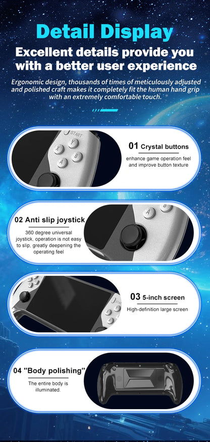 SF3500 Retro Handheld Video Game Console Linux System 5.0 Inch 854*480 IPS Screen 3000mAh Portable Pocket Video Games Player
