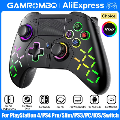 Game Controller For PlayStation 4/PS4 Pro/Slim/PS3/PC/IOS/Switch Wireless Gamepad,W/Turbo Dual Vibration 6-Axis Gyro 3.5mm Jack