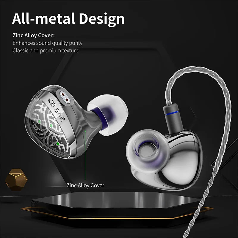 KBEAR TBX Tourbillon X IEMS In-Earphone Wired Headphones 10mm CVD-Coated Carbon Fiber Diaphragm Deep Bass Gaming Headset