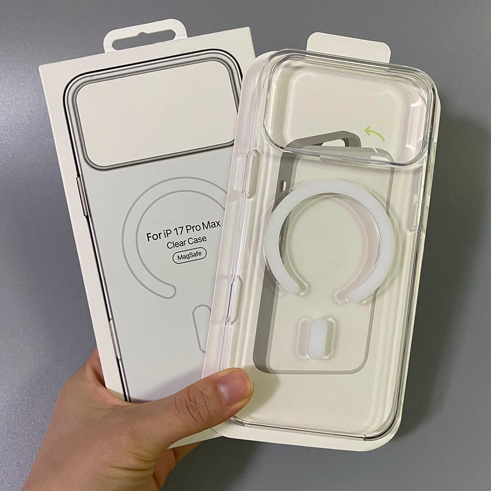 Original Clear Magnetic Phone Case For iPhone 18 17 Pro Max 16 15 14 Plus 13 12 Mini For Magsafe Wireless Charging Protect Cover