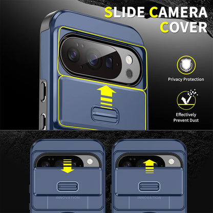 Heavy Duty Rugged Phone Case for Google Pixel 10 9  Pro XL 7 8 9 10 Pro 8A 9A Cases with Sliding Lens Cover Ring Kickstand Funda