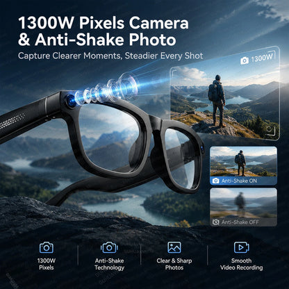 2026 AI Smart Glasses 13MP Camera Take Photo Live Streaming ChatGPT Translations Stabilized POV Recording Audio Music Sunglasses