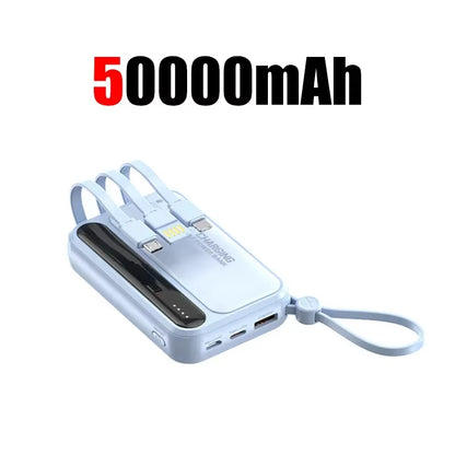 Lenovo CCC Mini Power Bank 500000mAh 4 Built in Cables Fast Charging Large Capacity Portable External Battery For iPhone Xiaomi