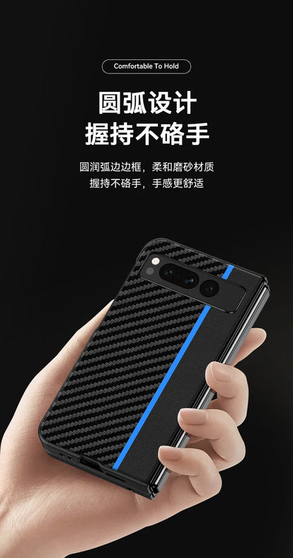 Kevlar Print Carbon Fiber Case For Google Pixel Fold Fashion Anti-drop Cover Anti-knock Cases For Google PixelFold