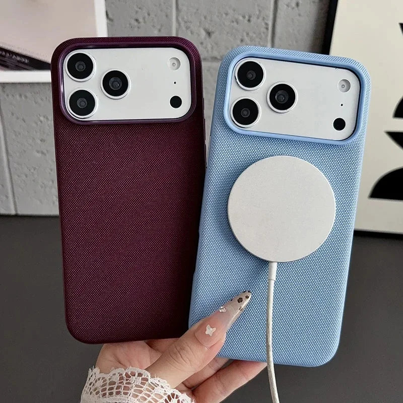 Luxury Official Technology Woven Magnetic Case For iPhone 18 17 16 15 14 13 Pro Max For Magsafe Technical Fabric Original Cover