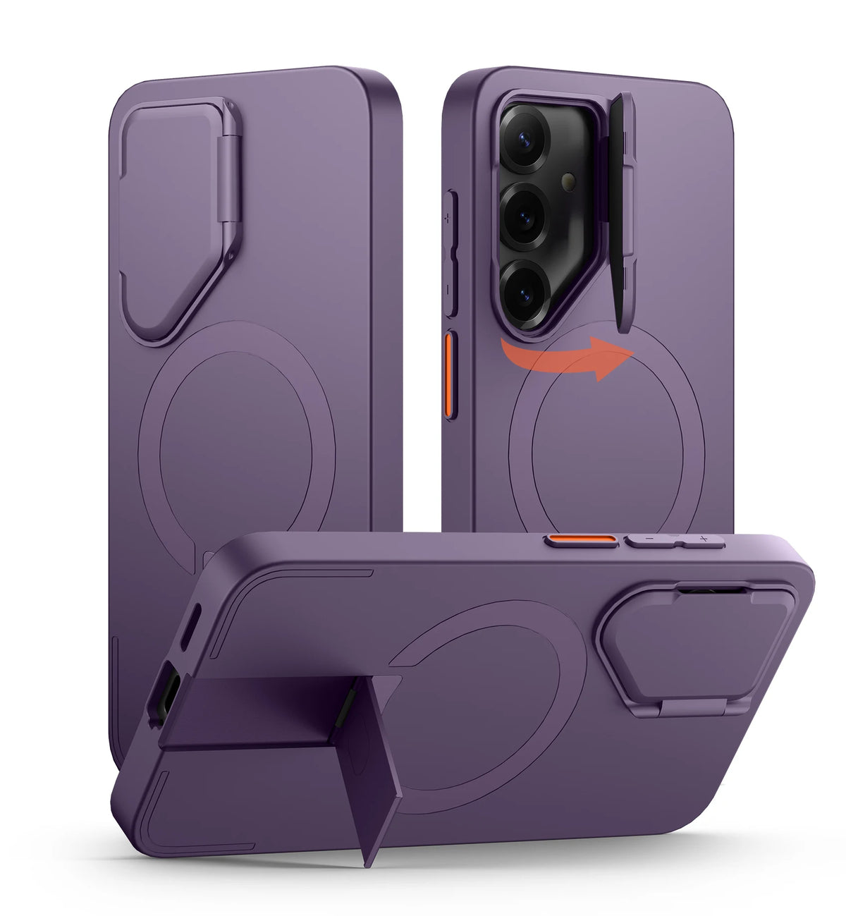 For Samsung Galaxy S25 Ultra S25+ Case Magnetic Shockproof Bumper Protective Cover with Camera Cover Adjustable Metal Kickstand