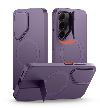 For Samsung Galaxy S25 Ultra S25+ Case Magnetic Shockproof Bumper Protective Cover with Camera Cover Adjustable Metal Kickstand