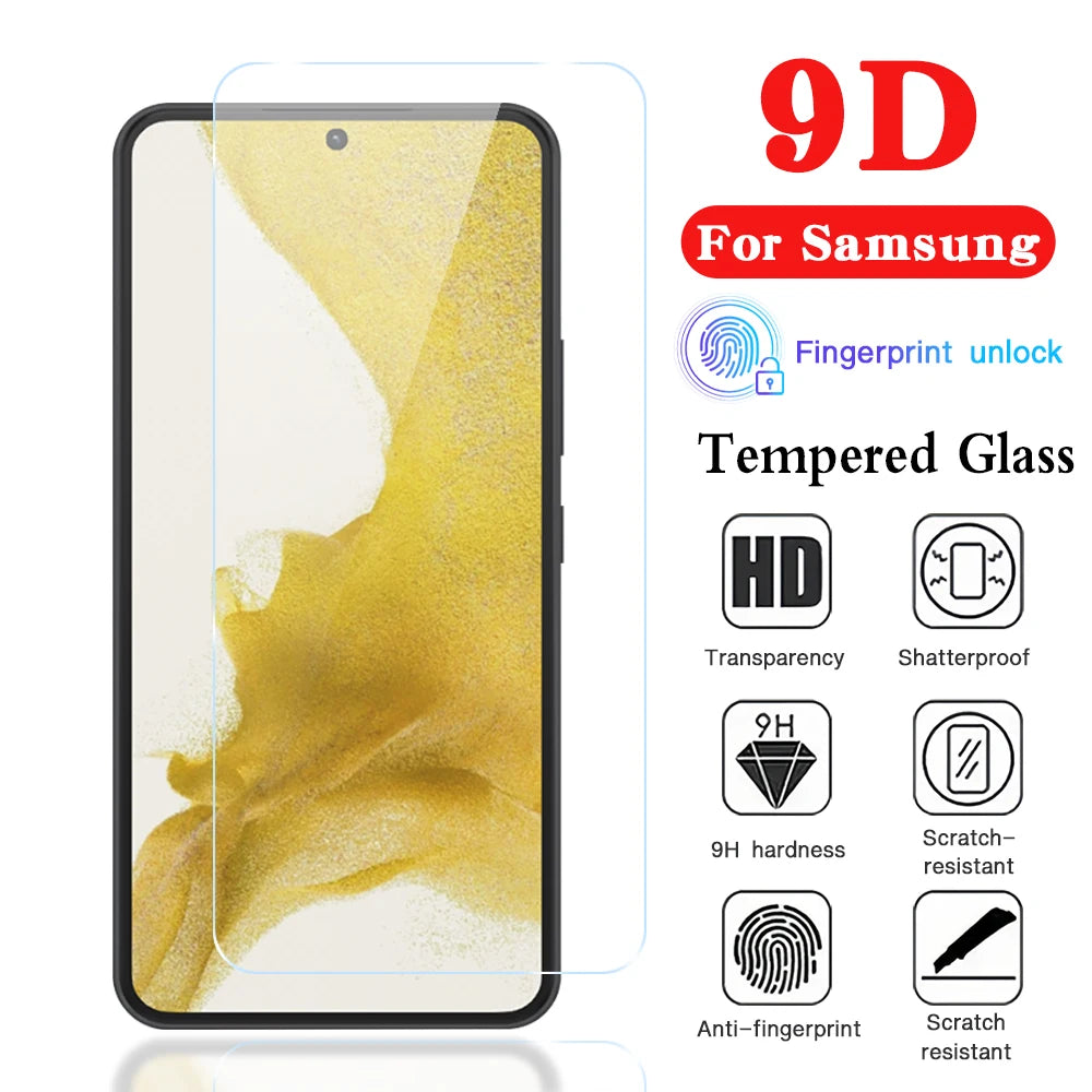 1-3PCS Fingerprint Unlock Screen Protector For Samsung Galaxy S25 Ultra S24 FE S22 Plus S25 Edge S23 S24 Ultra 9H Tempered Glass