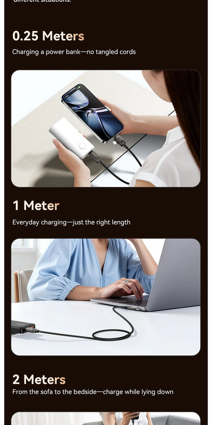 Essager 2-in-1 USB Type C to Lightning Cable 100W PD Fast Charging Wire for iPhone 17/16/15/14 MacBook iPad Xiaomi - Type C to L