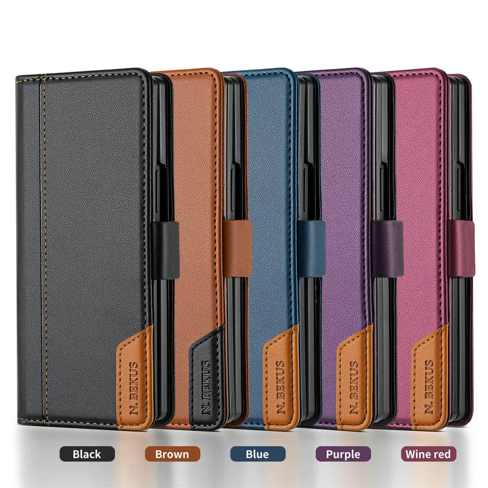 Luxury Leather Wallet Cover for Samsung Galaxy Z Fold 7 5G 2025 Flip Case Magnetic Book Business ZFold 3 4 5 6 Fold7 RFID Cover