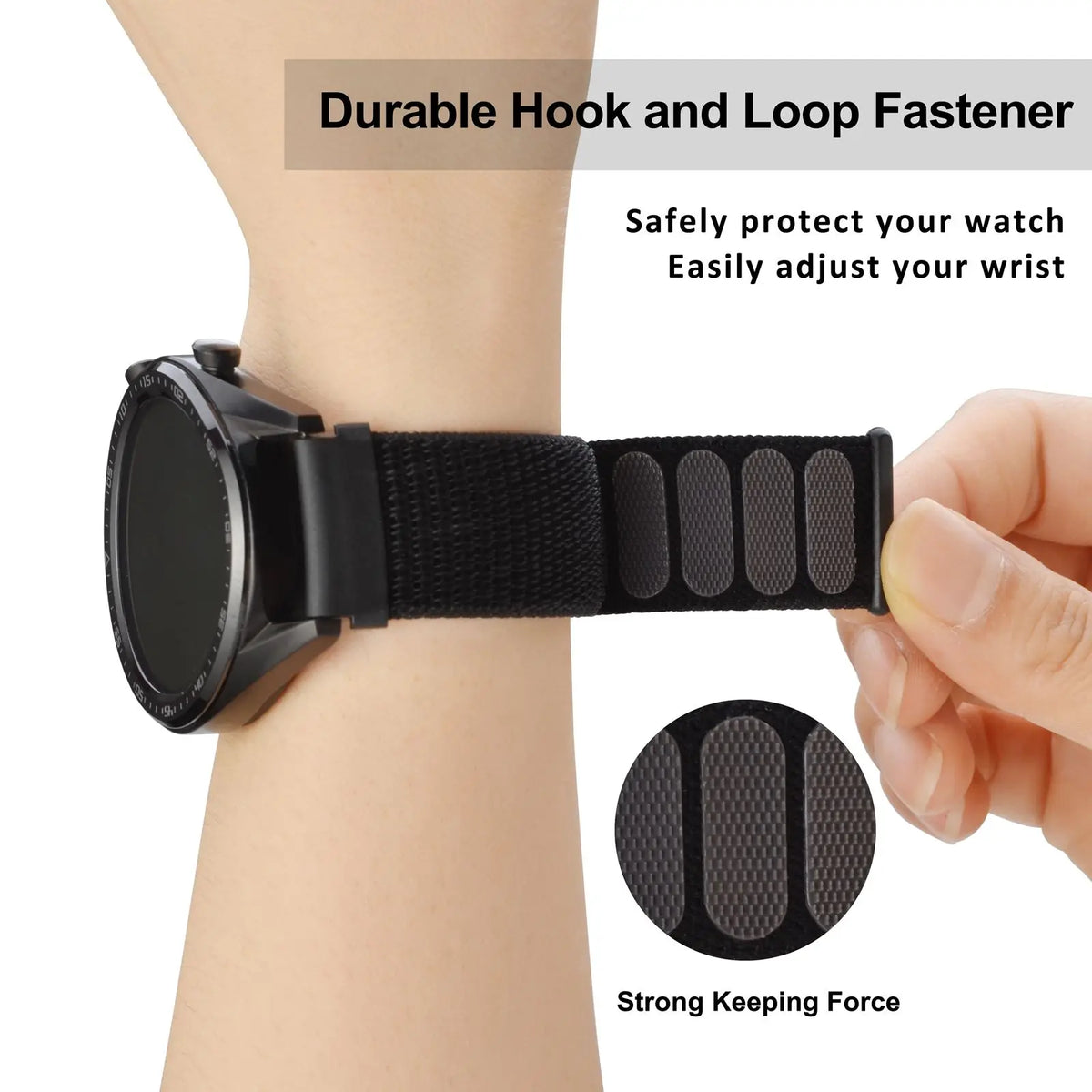 WOCCI 2PCS Nylon Watch Strap for smart watch 18mm 20mm 22mm bracelet belt for men women with hook and loop fastener watchband