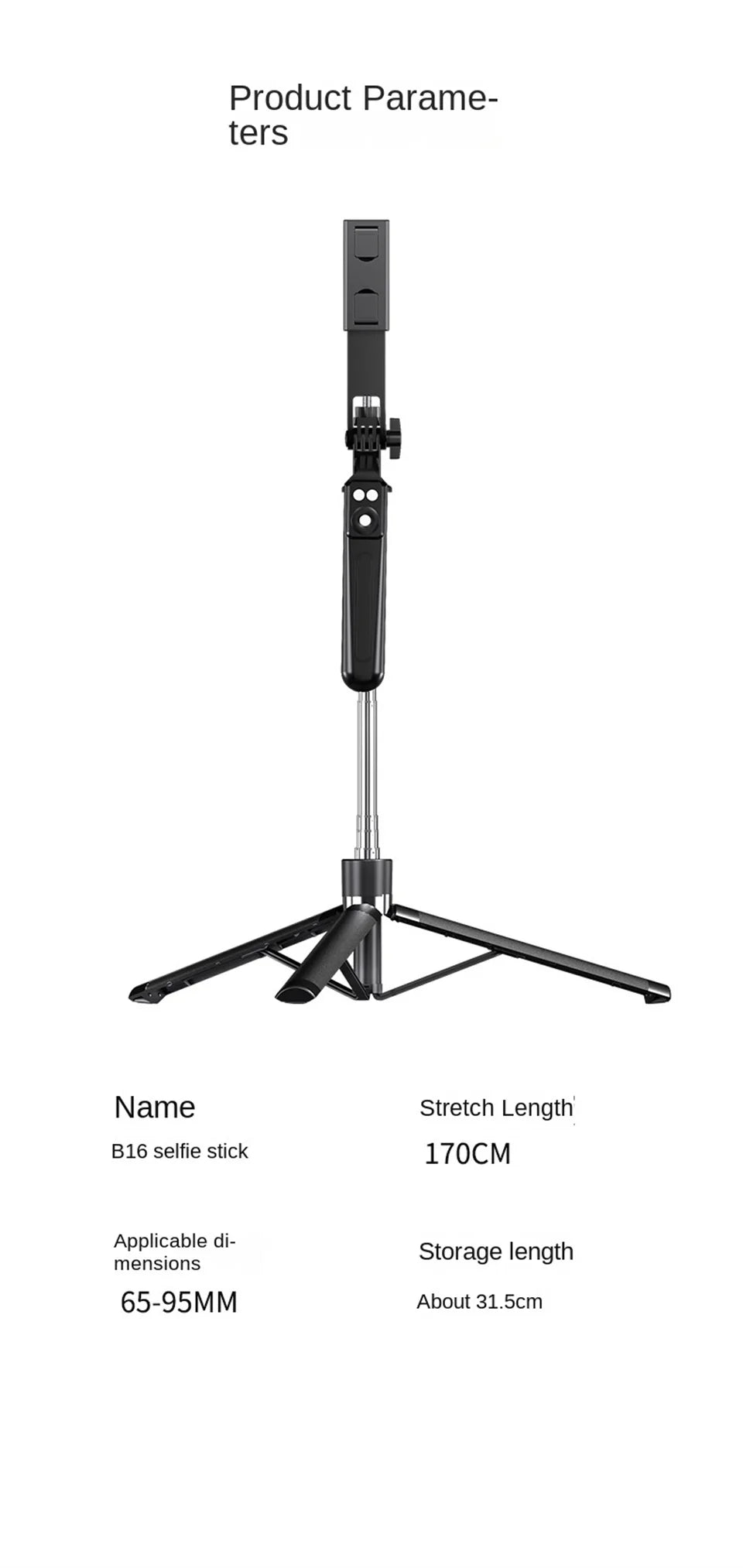 Roreta New 1.7M 360° Rotation Tripod for Smartphone Camera, Phone Holder with Bluetooth Shutter, Wireless Selfie Stick Brackets