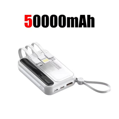 Lenovo CCC Mini Power Bank 500000mAh 4 Built in Cables Fast Charging Large Capacity Portable External Battery For iPhone Xiaomi