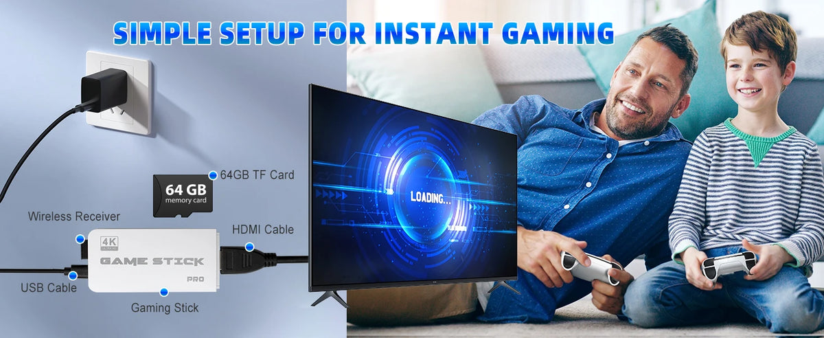 M15 4K TV Retro Handheld Game Console Stick 2.4G Dual Wireless Controller 20000+ Classical Games 23 Classic Emulaters