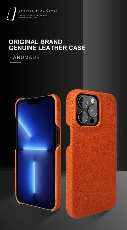 For Iphone 14 Pro Max Case Luxury Genuine Leather Cover Business Phone Cases Back Cover for Iphone 13 18Pro 15 12 XR XSMax Coque
