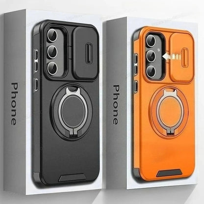 Case For Samsung Galaxy S26 S25 S24 S23 S22 S21 Ultra Plus S25 Edge S25FE S24FE Slide Camera Protect Magnetic holder Armor Cover