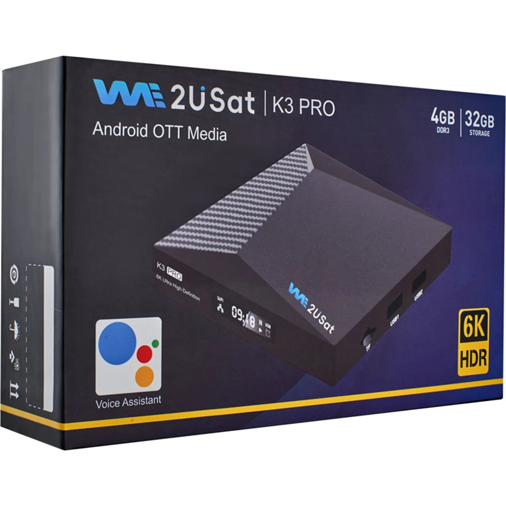 We2uSat K3 Pro 6K HDR Android 10.0 TV Box H.265 10bit Build in WiFi-6 2.4GHz/5GHz+BT 5.0,4GB+32GB Comparison With Vseebox V5 Pro