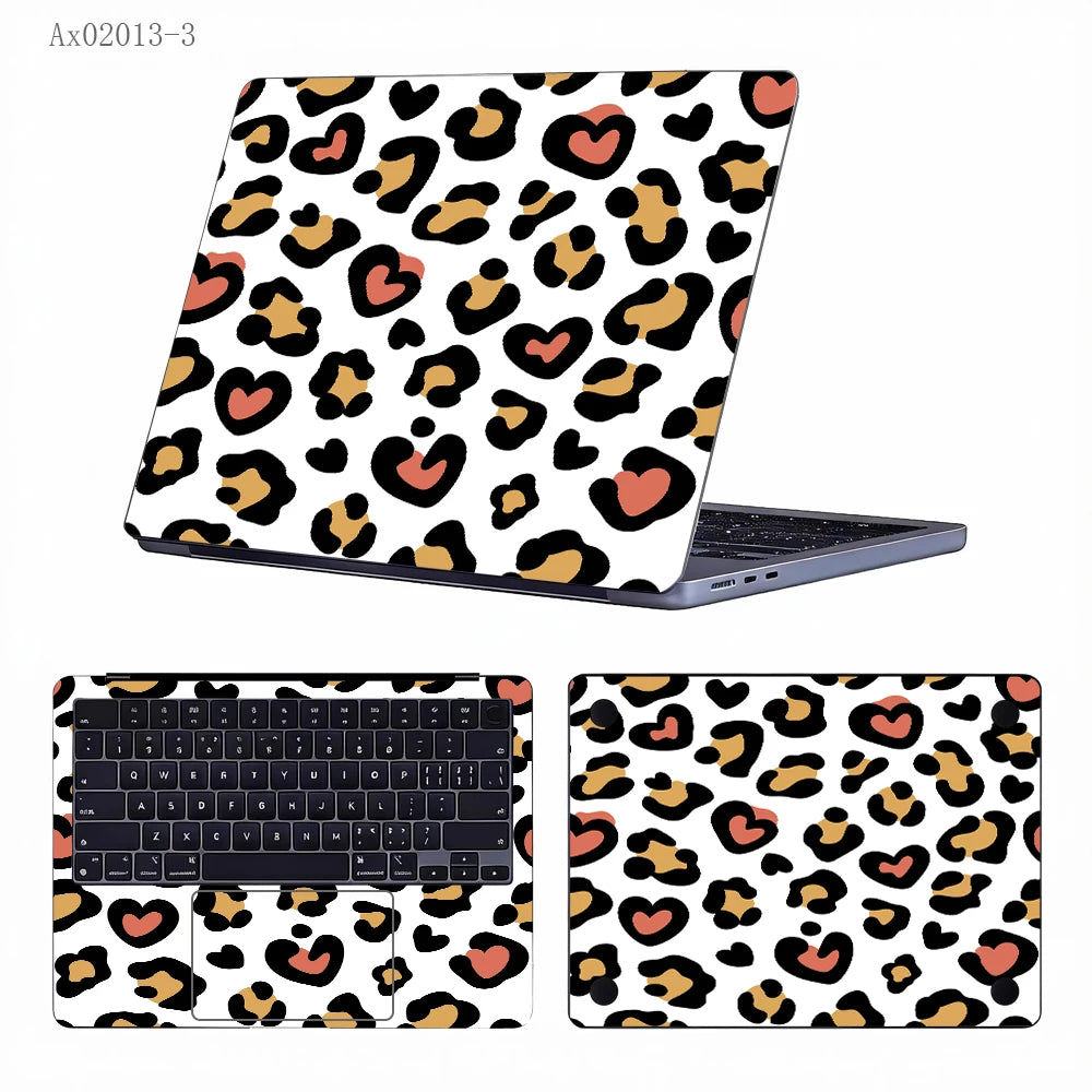2 pcs Aesthetic Light Leopard Laptop Stickers Set Self-Adhesive Removable Laptop Covers for MacBook Notebook Protective Skins