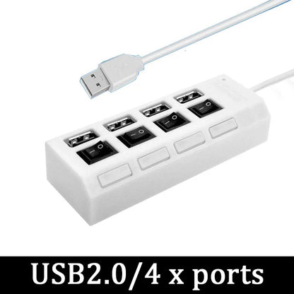 4/7 in 1 Multi USB Splitter Hub USB Hub 2.0 Use Power Adapter USB 2.0 Multiple Expander Switch Hub Docking Stations 30CM Cable