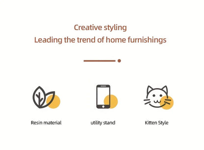 Cute Cartoon Cat Desktop Ornaments Phone Stand Creative Desk Decor for Office Home Kawaii Cat Glasses Storage Holder