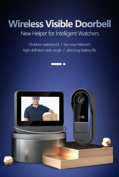Waterproof Smart 2.4G Wireless Doorbells Video Intercom Camera Inteligente Night Vision 4.3inch Screen For Security Home