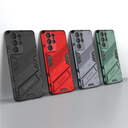 Solid Armor Cyber Shockproof Case For Samsung S25 Ultra S24 FE Ultra Plus A54 A55 A56 A36 A26 Tough Design Stand Cover