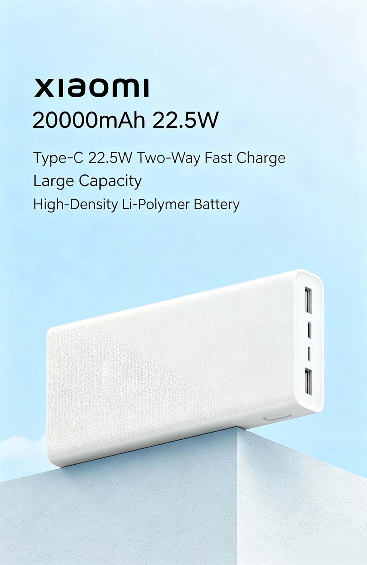 Xiaomi 20000mAh Large Capacity Fast Charging Power Bank Portable External Battery with CCC Certification for iPhone Samsung
