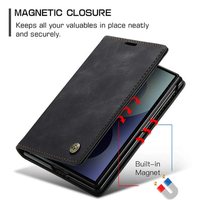 Shockproof Leather Case for Samsung Galaxy Z Fold 8 Flip Wallet Folio Card Holder Magnetic Clasp Protective Cover with Stand