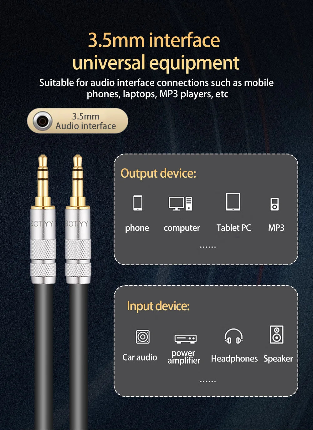 3.5mm Jack Aux Cable 3.5 mm Male to Male Audio Cable Speaker Line Aux Wire Cord Adapter For Samsung Xiaomi MP3 Headphone