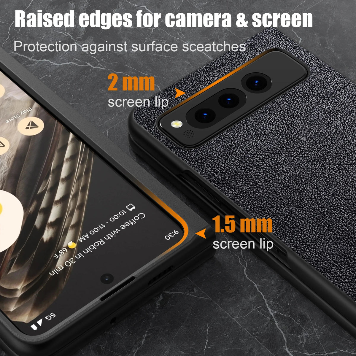 PU Leather Case for Google Pixel Fold 5G Simply Business Style Hard PC with PU 2in1 Material