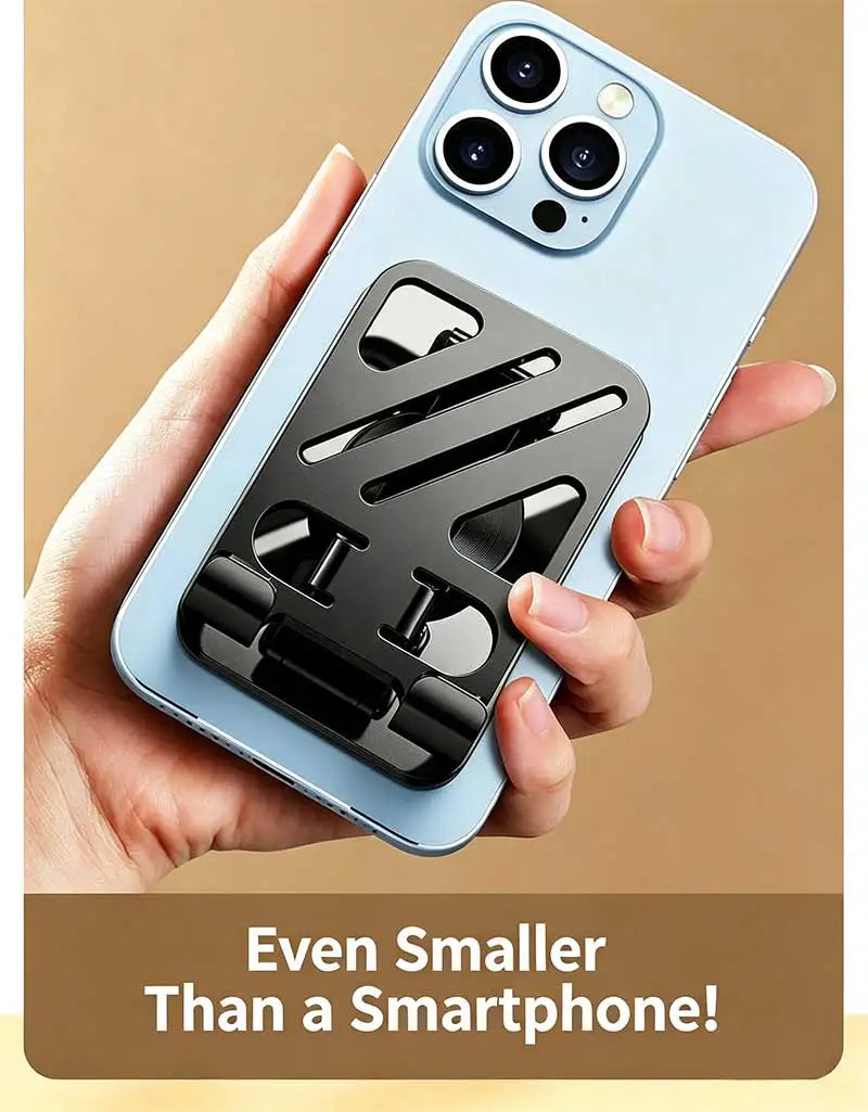 Mobile Phone Stand - Metal Desk Stand - 360° Rotating and Folding Desktop Stand for Easy Storage of Mobile Phones and Tablets