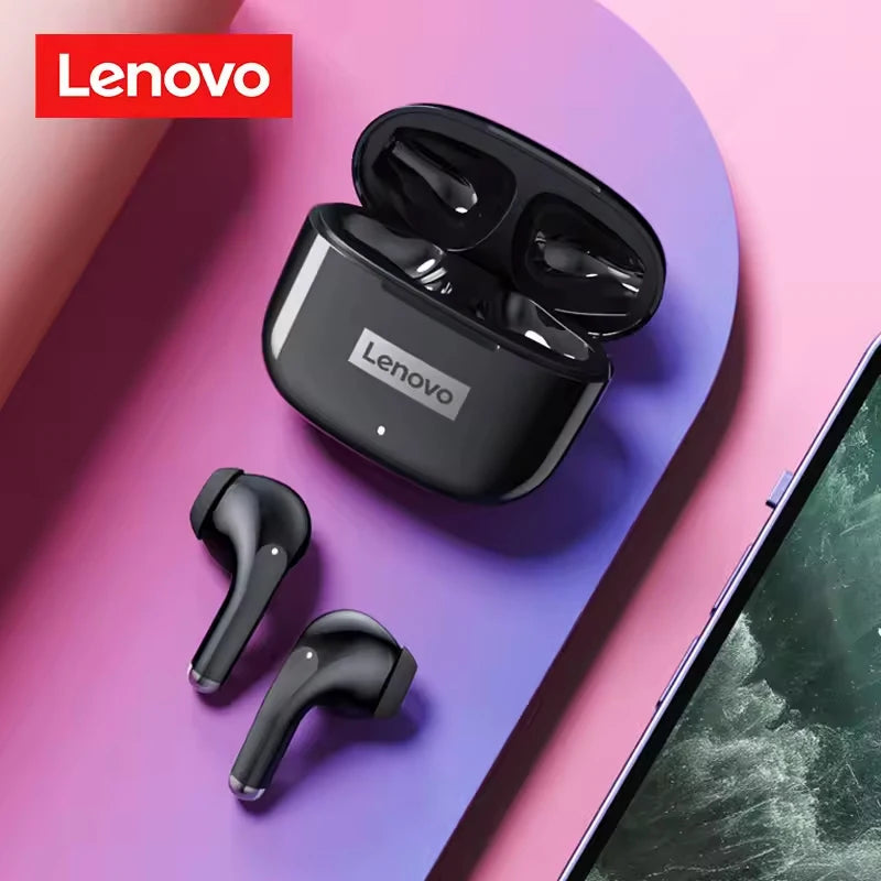 Lenovo LP40 Pro Wireless Earbuds Bluetooth 5.1 25H Playtime USB-C Fast Charge Deep Bass Touch Control IPX5 Sport Headphones