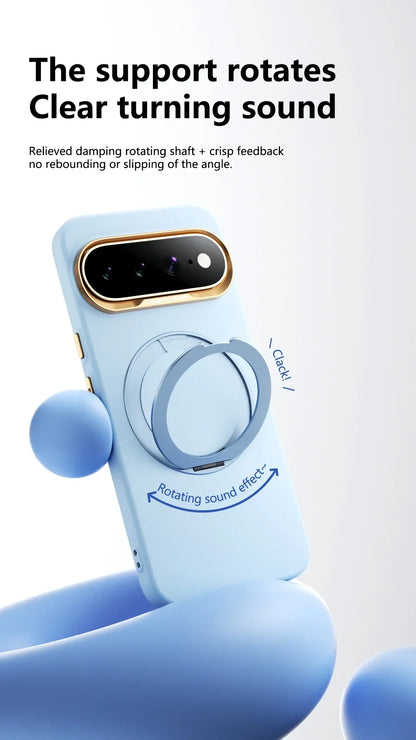 360 Rotating Bracket Liquid Silicone for Magsafe Phone Case for Google Pixel 11 10 Pro XL 10A Magnetic Wireless Charging Cover