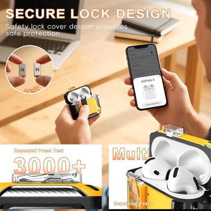 for AirPod 4 Case Carbon Fiber Elements Military Drop Proof Auto Pop up Cover with Cleaning Kit for Men AirPods 4 Earbuds Funda