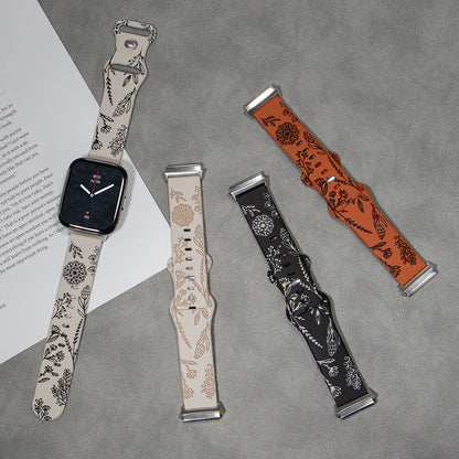 Flower Design Engraved Silicone Strap For Redmi Watch 3 /3 Lite /3 Active Two-tone Silicone Sport Strap For Redmi Watch3