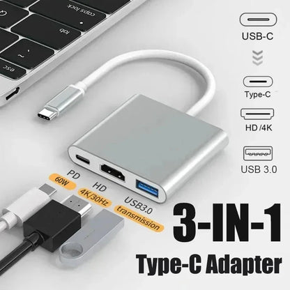 3-in-1 USB C Hub 100W Power Delivery USB 3.0 with 4K HDMI-Compatible for MacBook  Chromebook Steam Deck - Stable HUB Adapter