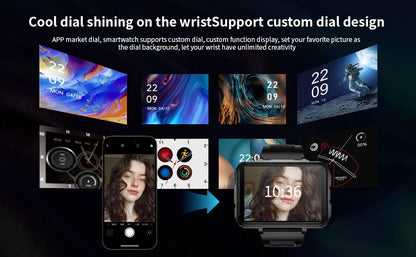 LOKMAT APPLLP 5 MAX Android Watch Phone Square Big Screen Wifi 4G Calls Smartwatches Dual Camera with Flashlight Gaming Watch